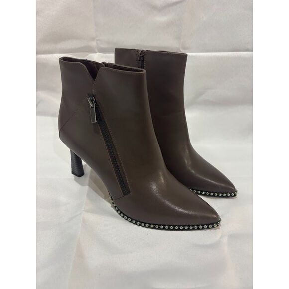 BCBGMaxAzria Boot Billie Pointed Toe Leather Booties Brown Studded Size 8 - Picture 2 of 8